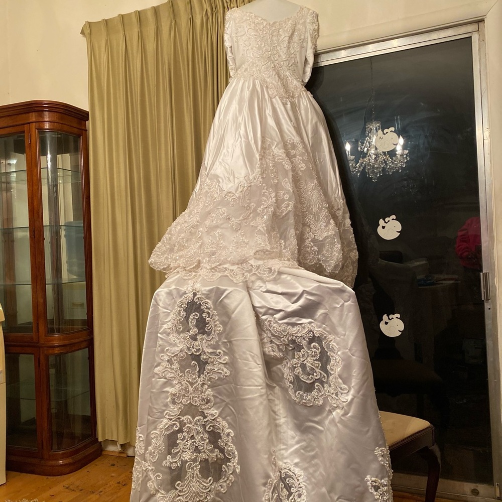 Pearl Embellished Gorgeous Wedding Gown & Veil - Picture 12 of 15